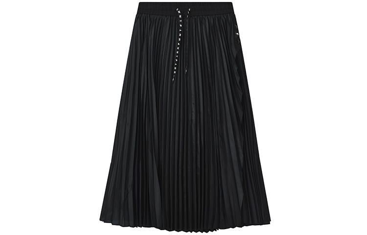 FILA X MIHARA YASUHIRO Casual Long Skirts Women's Jet Black Moderate Long Pleated Skirt
