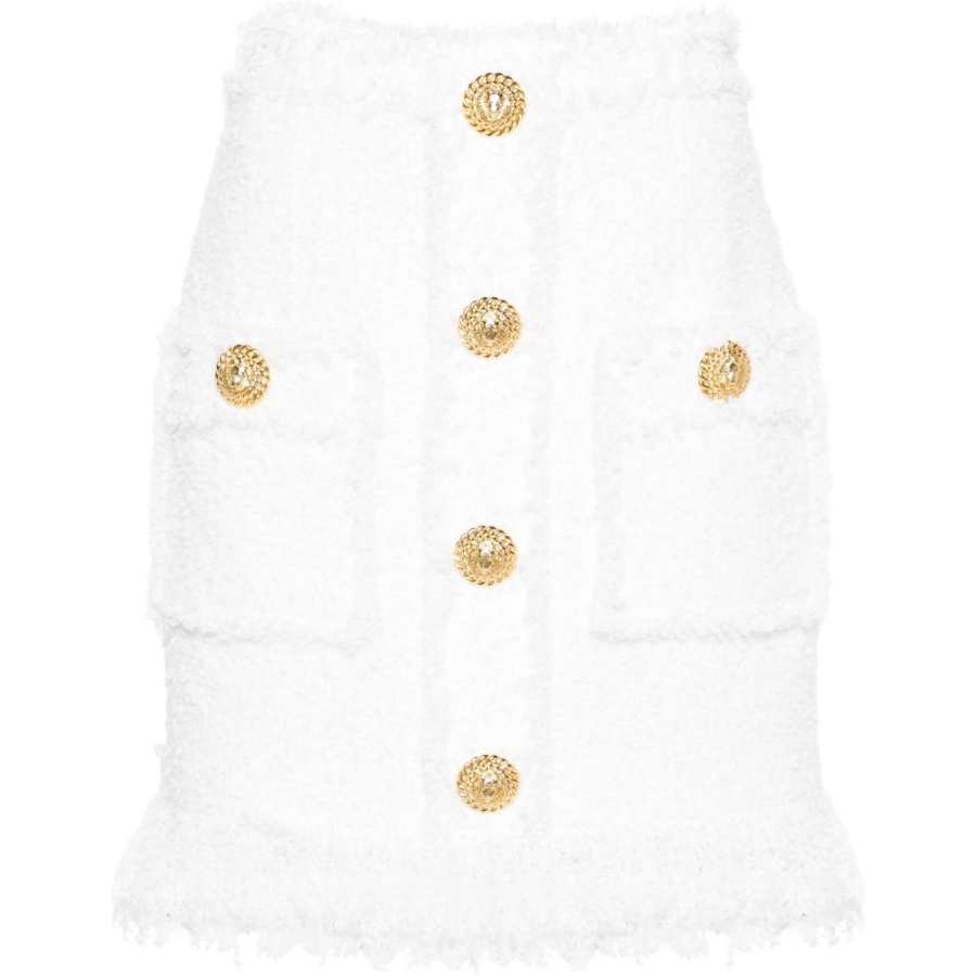 BALMAIN Balmain Button Detailed Fringed Hem Mini Skirt