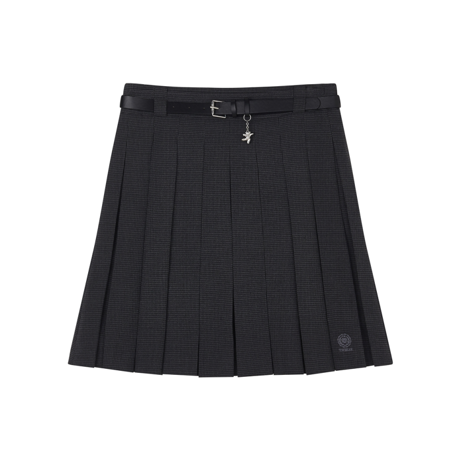 Teenie Weenie Casual Short Skirts Women's Black Moderate Short Pleated Skirt