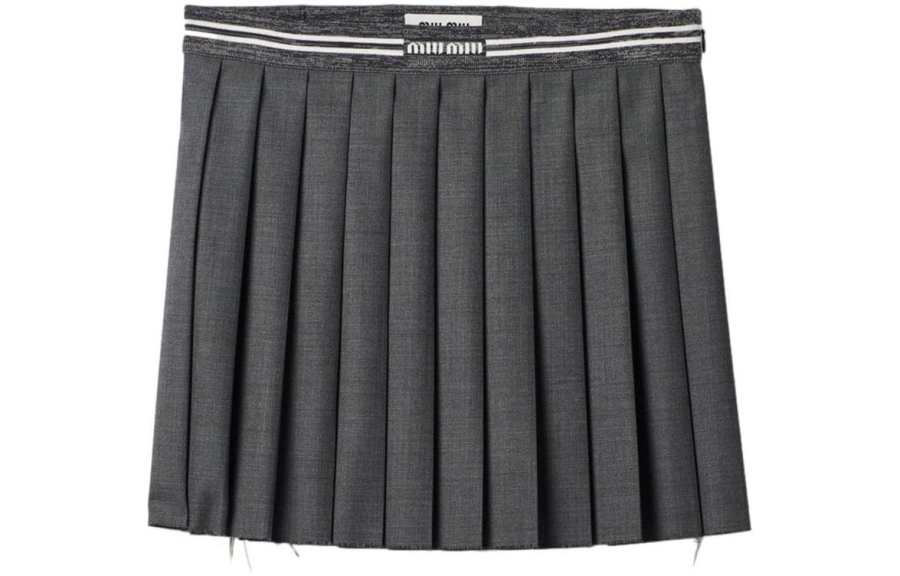 MIU MIU MIU MIU Pleated Wool Miniskirt