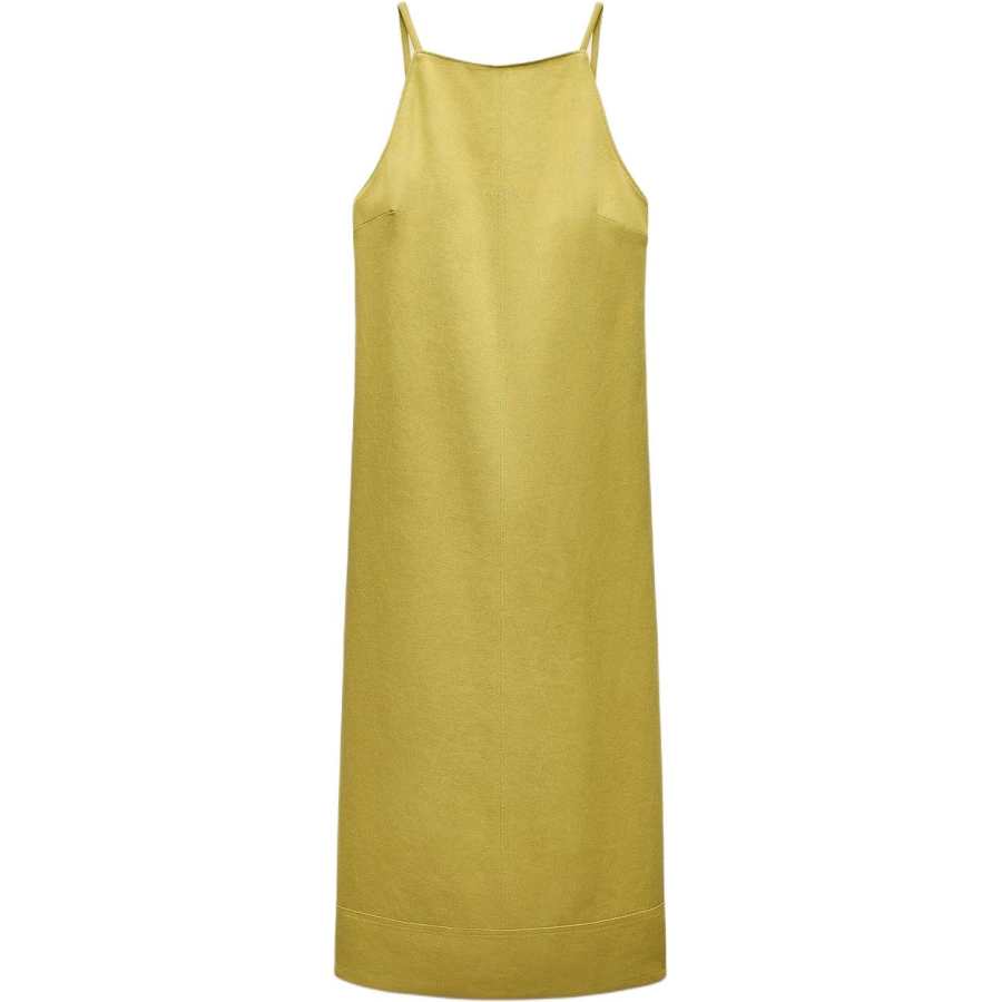 ZARA ZW Sleeveless Dress Women's Yellow Green