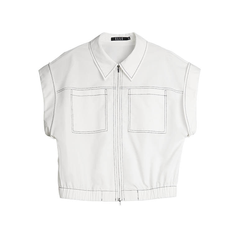 ELLE Shirts Women's White Lapel Moderate Shirt