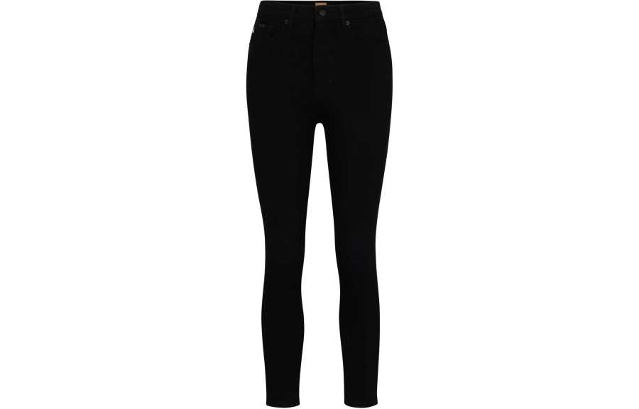 HUGO BOSS High Waisted Cropped Jeans Power Stretch Denim Jeans Women's Black