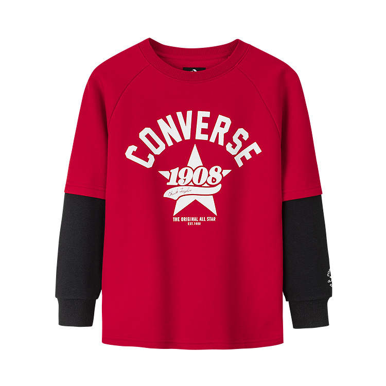 Converse Converse Sweatshirt Fleece Lined Thermal Mock Two Piece Fashion Soft And Comfortable Versatile Converse Red Teenagers