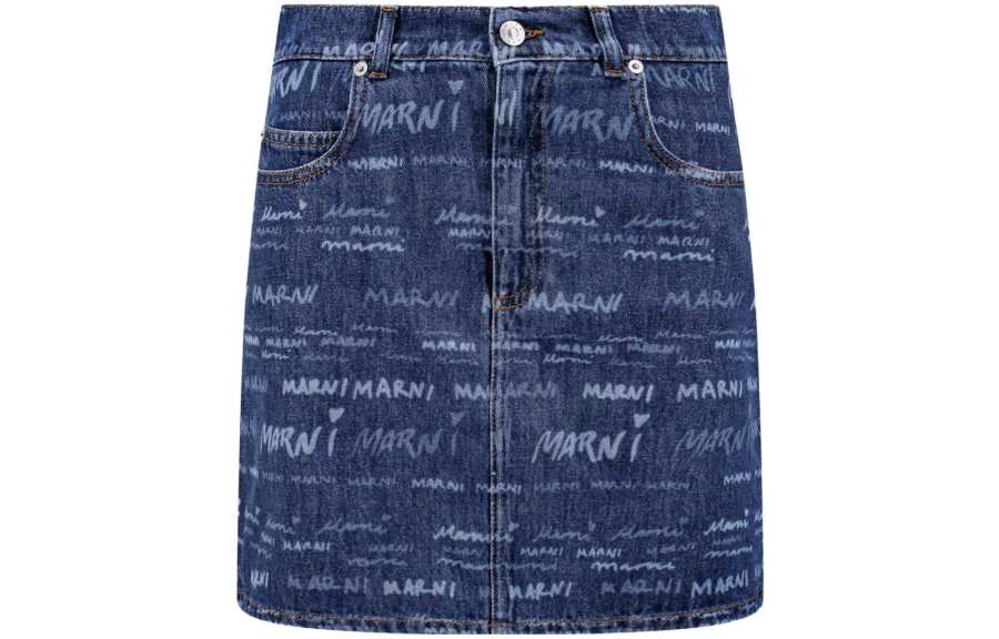 MARNI MARNI Logo print Denim Skirt