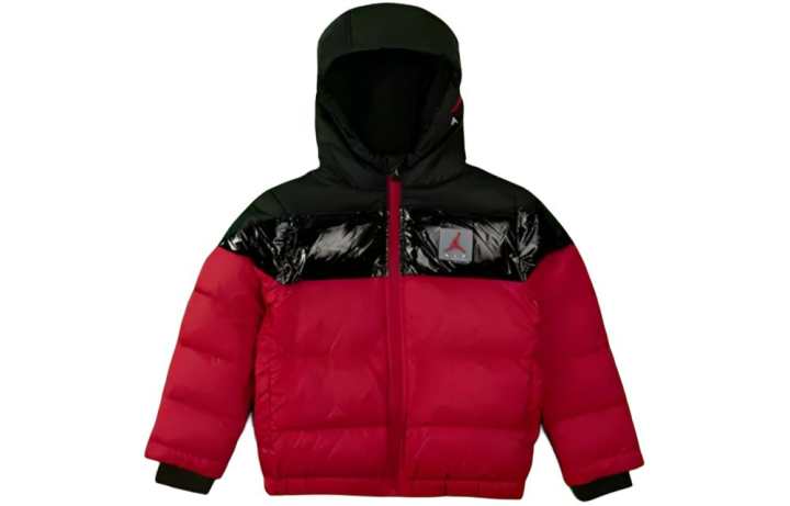 Jordan Jordan Padded Jacket Patchwork Woven Hooded Long Sleeved Fleece Lined Gym Red Kids'