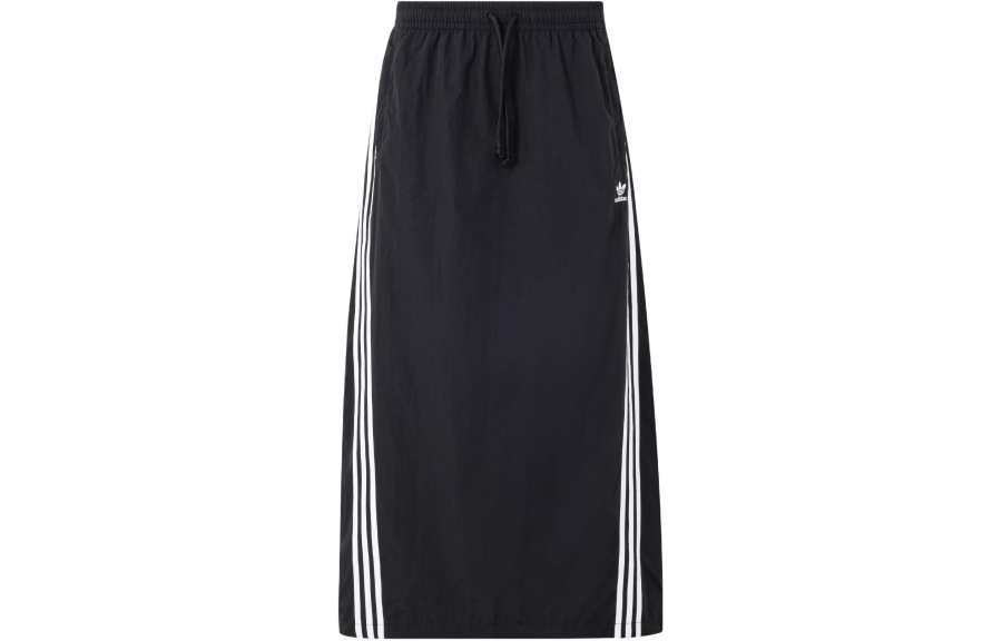 Adidas Originals 3 Stripes 3s Parach Skirt Casual Long Skirt Women's Black