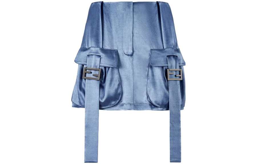 FENDI Buckled Detailed Satin Skirt
