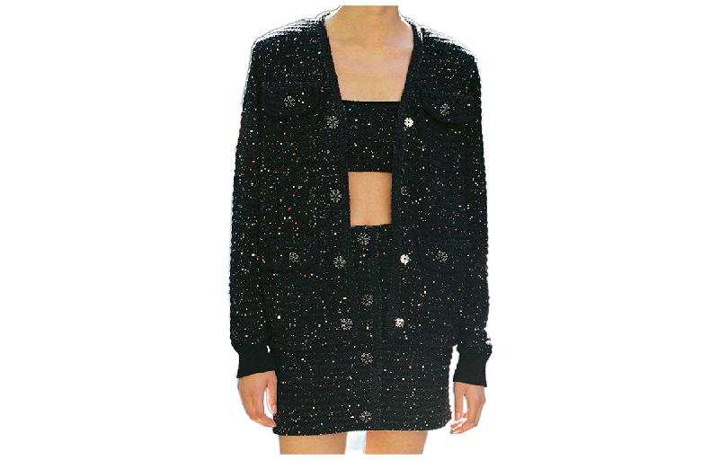 Self-portrait Self Portrait Casual Short Skirts Women's Classic Black Moderate Short Bodycon Skirt