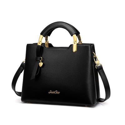 JUST STAR Synthetic Leather Handbag Medium Women's Black/White/Red
