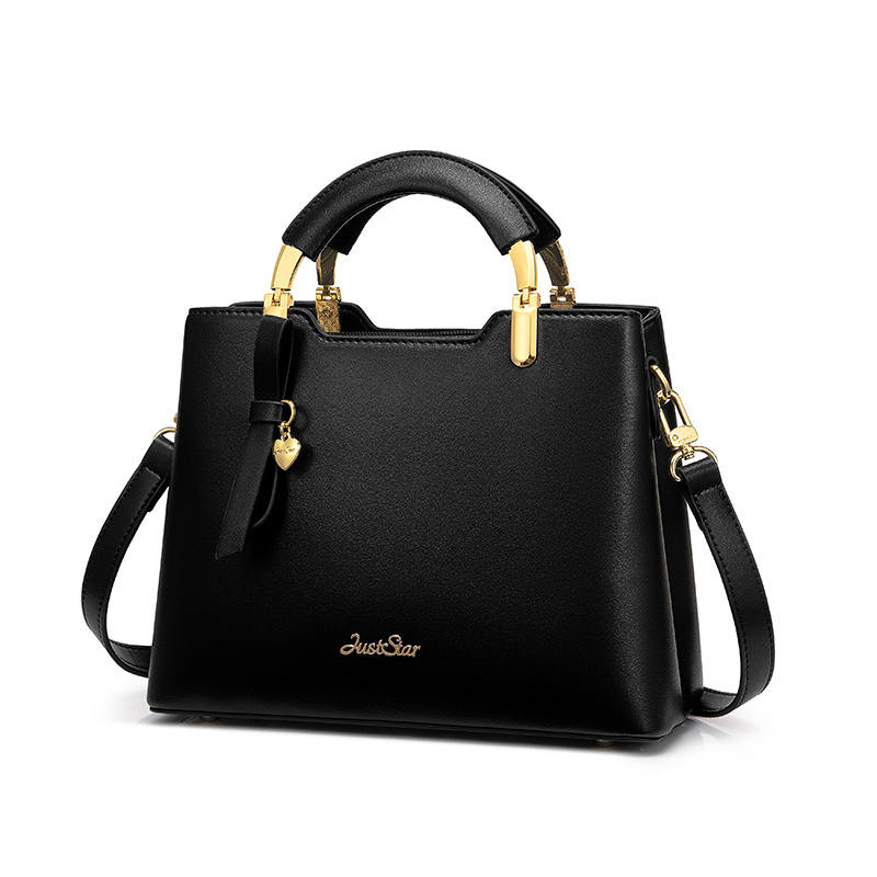 JUST STAR Synthetic Leather Handbag Medium Women's Black/White/Red
