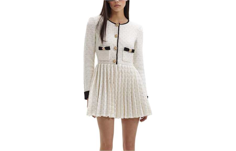 Self-portrait Self portrait Long Sleeved Dress Women's Ivory White