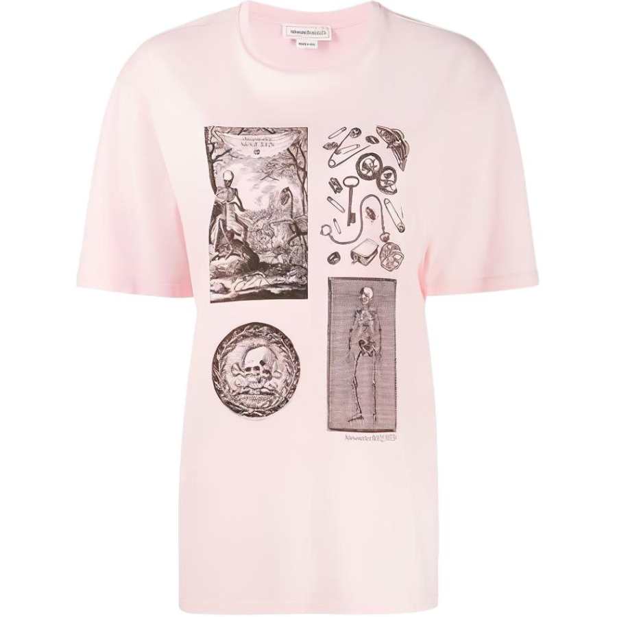 Alexander McQueen T Shirts Women's Pink Crew Neck Moderate Other