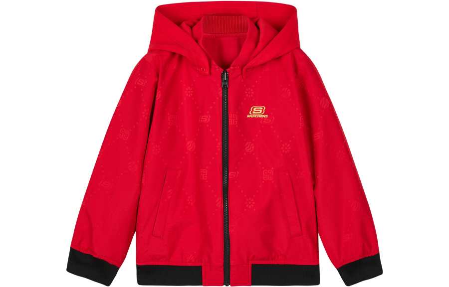 Skechers New Year Padded Jacket Letter Red With Full Ground Print Kids'