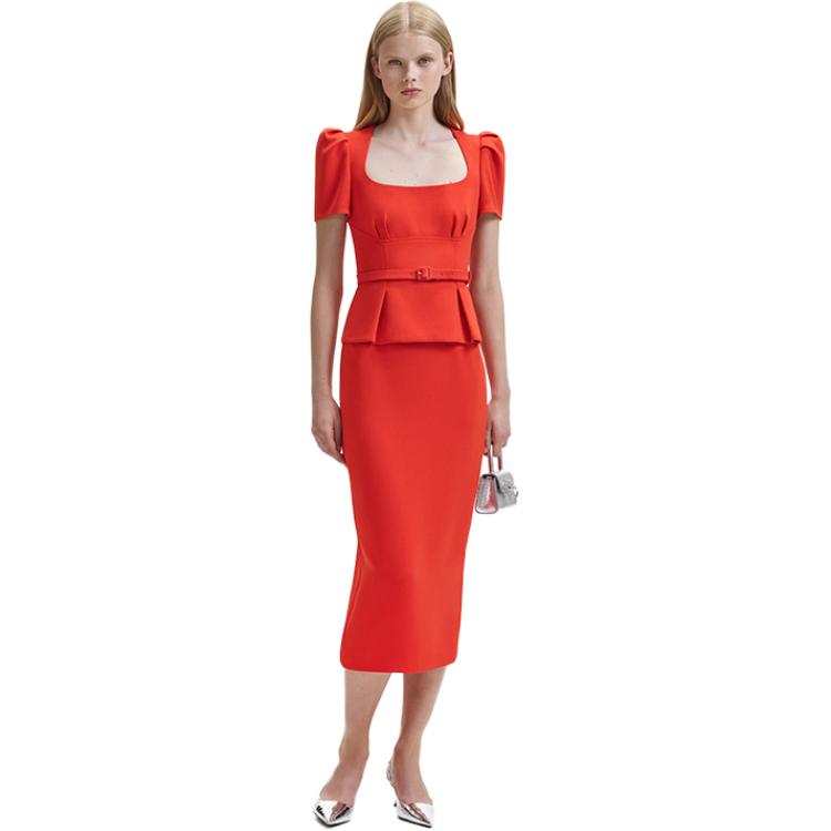 Self-portrait Self portrait Short Sleeved Dress Women's Bright Orange