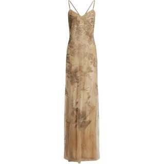 Ralph Lauren Collection Slip Dress Women's Brown Yellow