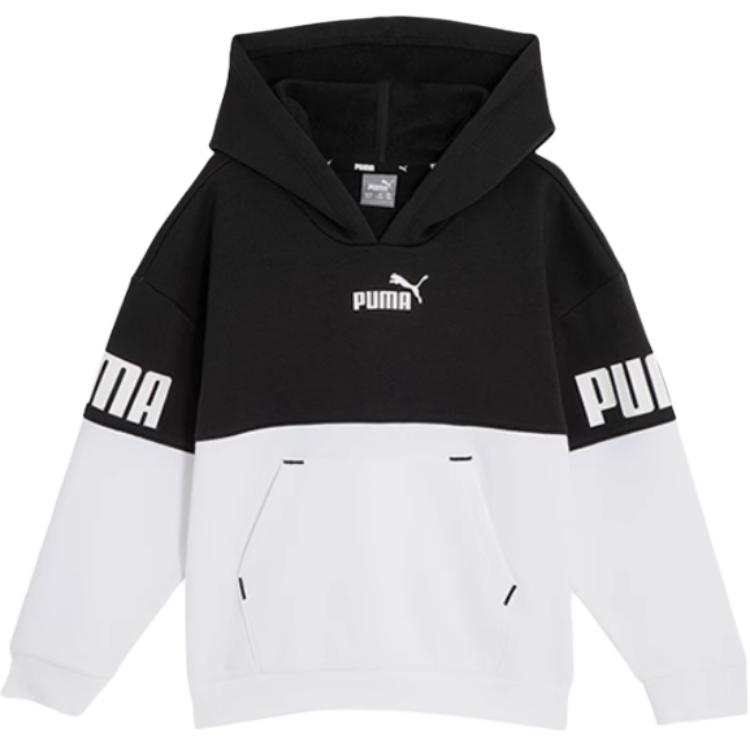 PUMA Sweatshirt Breathable Fashion Fleece Lined Hood Black White Infant And Toddler