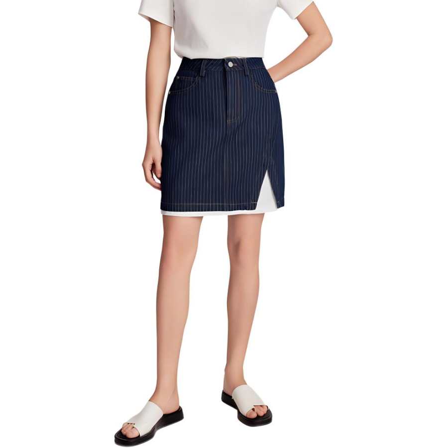 ELLE Casual Short Skirts Women's Denim Blue