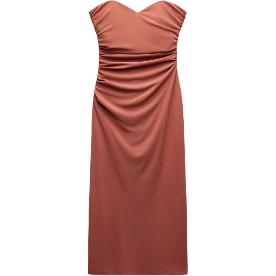 ZARA Sleeveless Dress Women's Brick Red