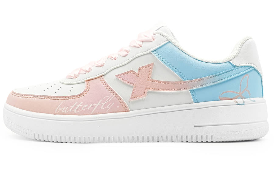 XTEP Air Force 1 Slip Resistant Abrasion Resistant Low top Skateboard Shoes Women's Blue Pink Mismatched