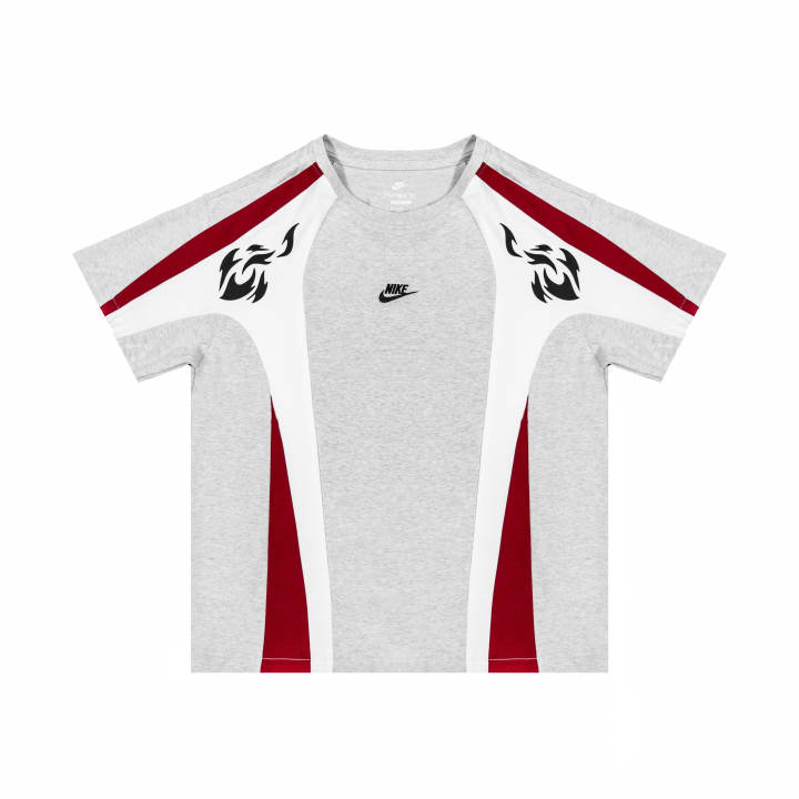 Nike Nike T Shirts Unisex Gray Red Crew Neck Moderate Straight Fit