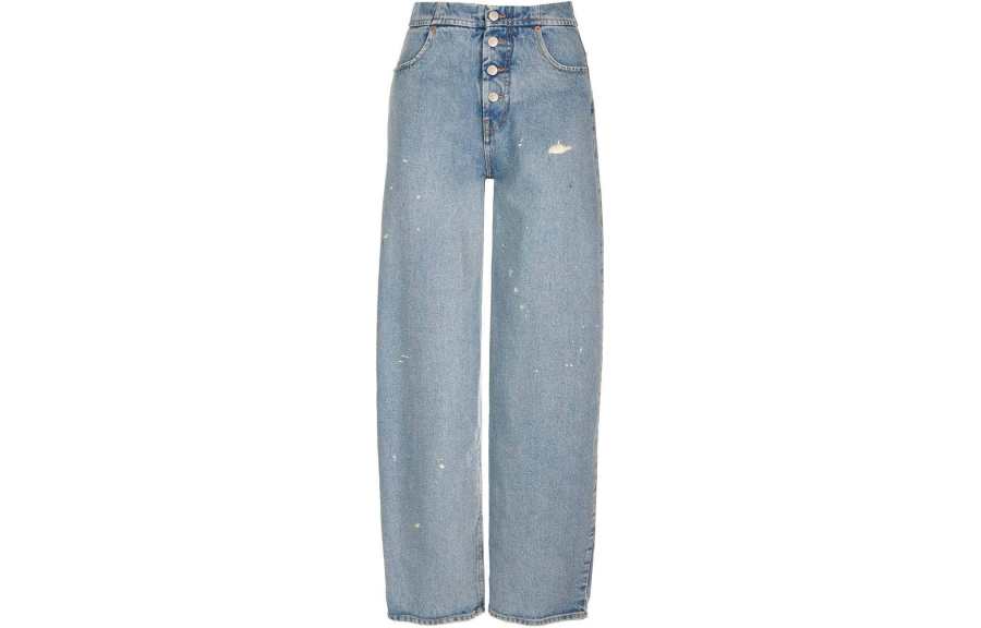 MM6 Maison Margiela Distressed High-rise Tapered Jeans