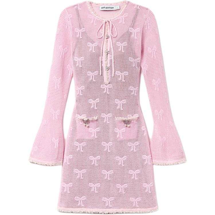 Self-portrait Self portrait Long Sleeved Dress Women's Pink