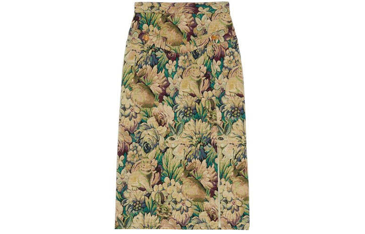 GUCCI Casual Long Skirts Women's Green Moderate Mid Length A Line Skirt