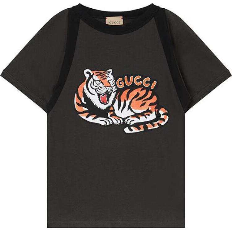 GUCCI Short Sleeved T Shirts SS23 Dark Gray Kids'