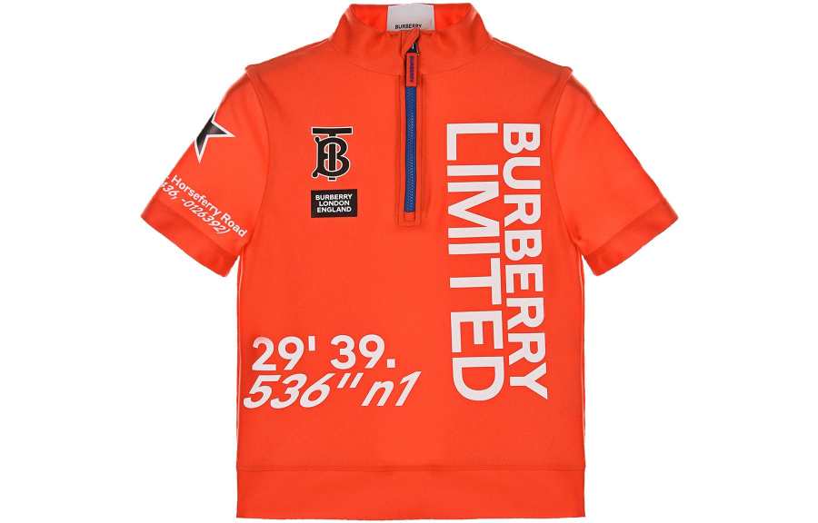 Burberry Kids T Shirts Stand Collar Moderate