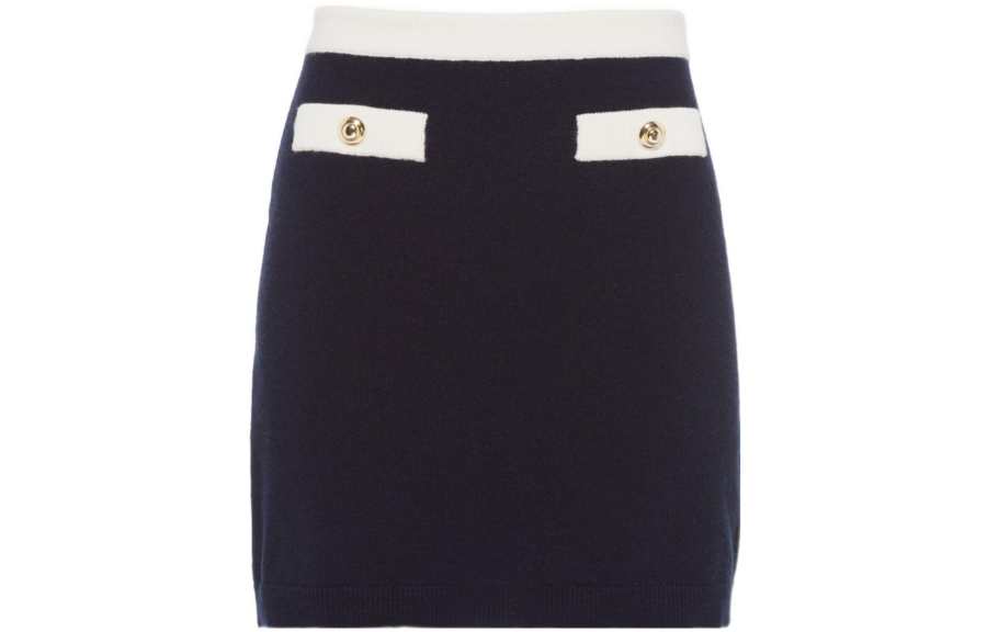 MIU MIU FW22 Casual Long Skirt Women's Navy Blue