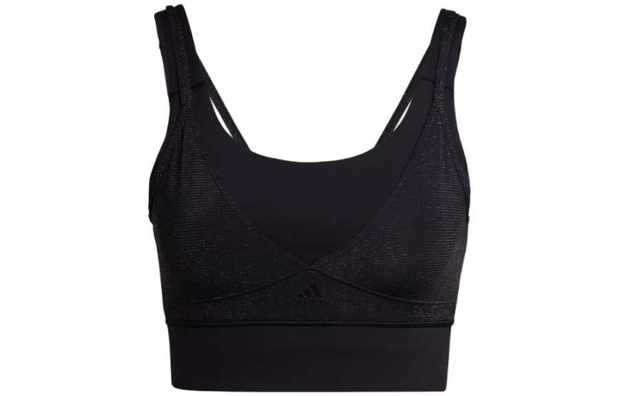Adidas Adidas Powerimpact Training Medium Support Shiny Bra Sports Underwear Women's Black