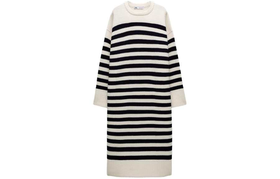 ZARA Long Sleeved Dress Women's Black White