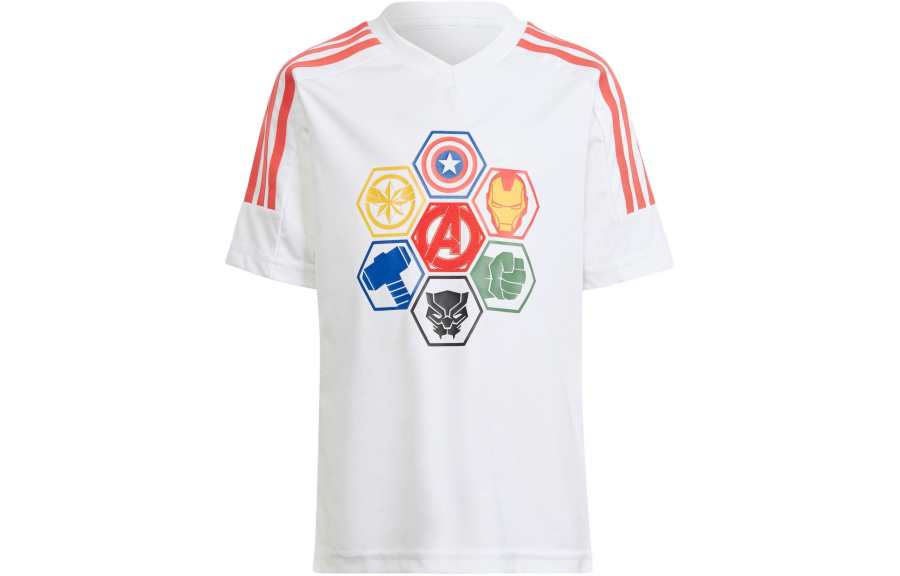 Adidas Adidas x MANWEI,LIANMINGKUAN T Shirt MARVEL AVENGERS T SHIRT White/Light Red Kids'