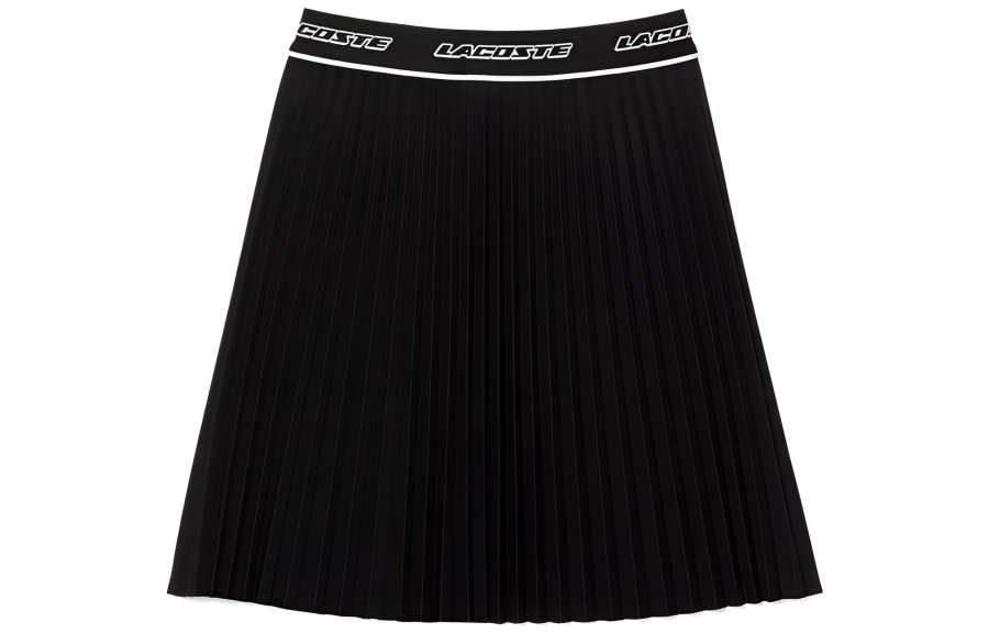 LACOSTE Casual Short Skirts Women's Black Short Pleated Skirt