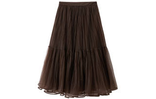 PEACEBIRD Casual Long Skirts Women's Brown Moderate Mid Length A Line Skirt