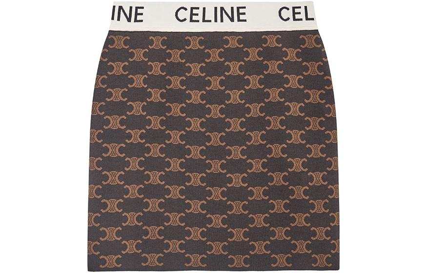 CELINE CELINE Monogram Logo Waistband Mini Skirt