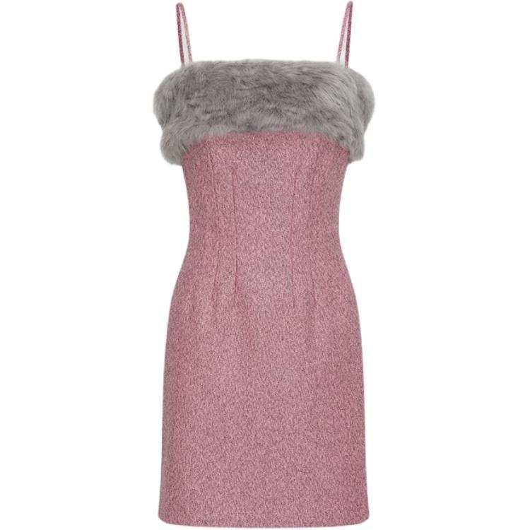 MSGM Slip Dresses Women's Pink Boat Neck Moderate Short