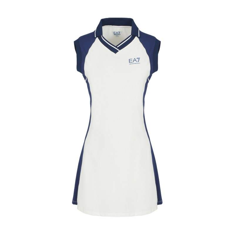 EMPORIO ARMANI EA7 SS25 Sleeveless Dress Women's White Blue