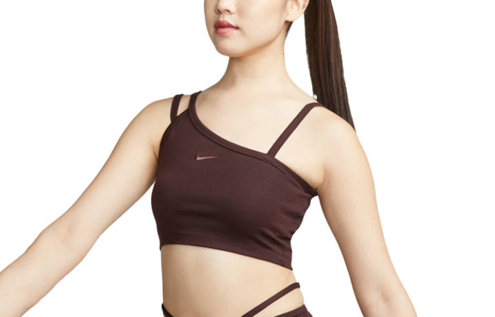 Nike Nike Sleeveless Sports Shirts Women's Earth Umber Asymmetrical Shoulder