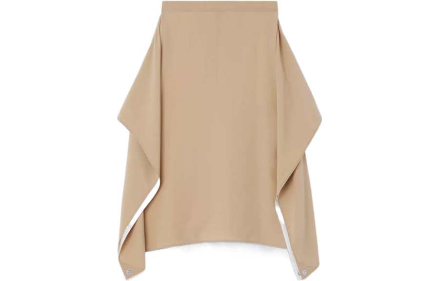 Burberry Casual Long Skirts Women's Soft Yellow Brown Moderate A Line Skirt