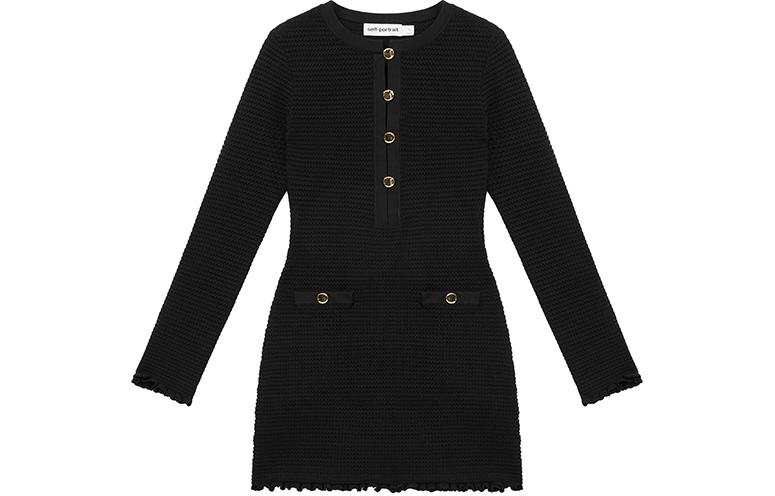 Self-portrait Self portrait Long Sleeved Dress Women's Black
