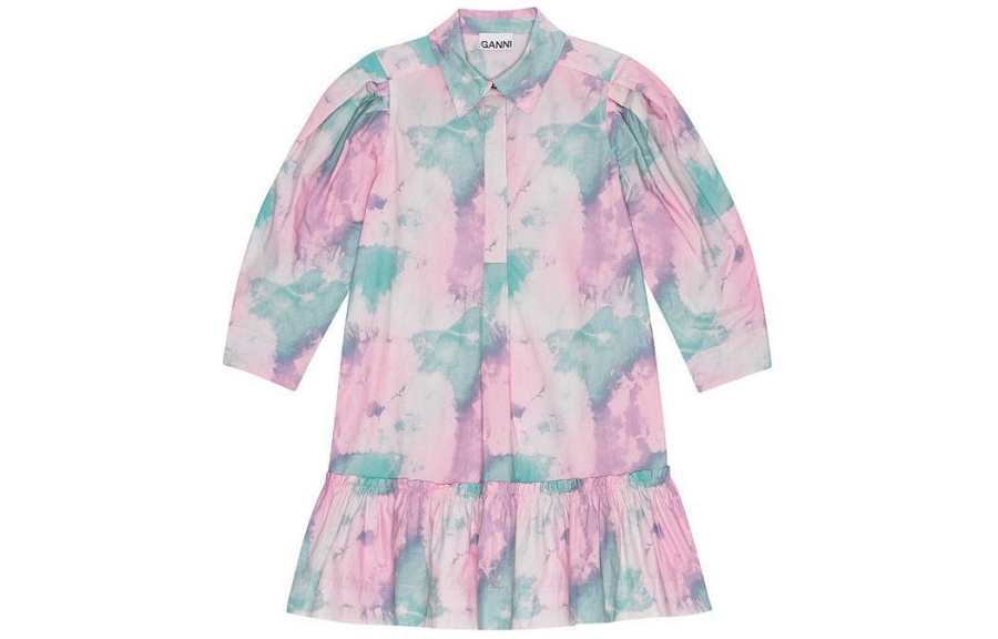 GANNI Abstract-print Organic Cotton Shirtdress