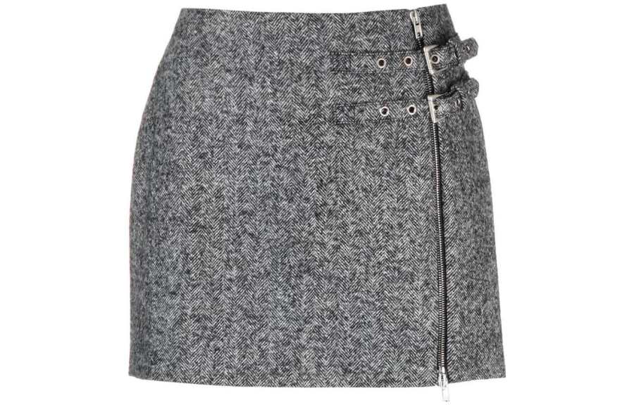 Alessandra Rich Casual Short Skirts Women's Gray Moderate Extra Short Bodycon Skirt