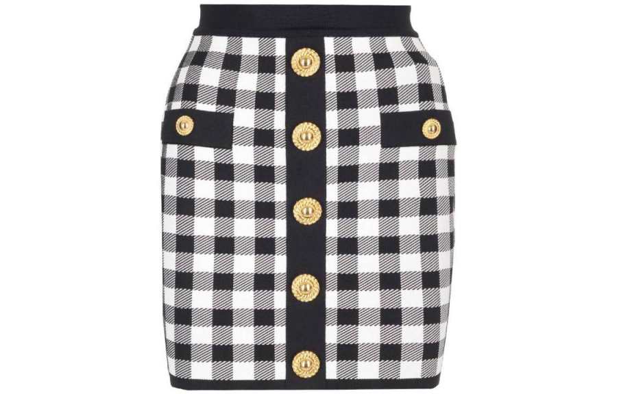 BALMAIN BALMAIN Fine Knit Gingham Skirt