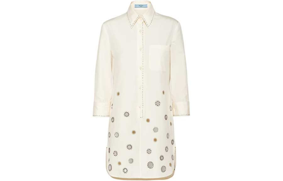 PRADA Prada Appliqué-Detailed Button-Up Shirtdress