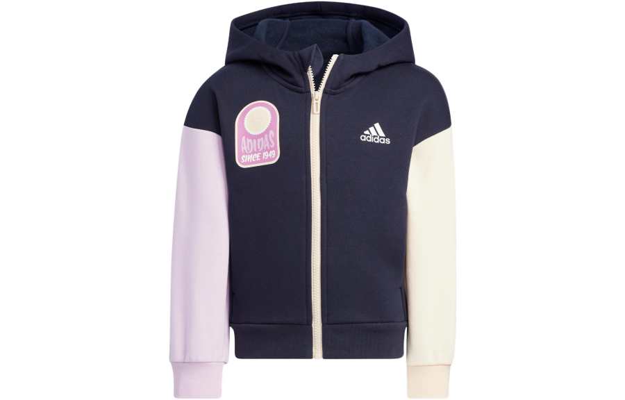 Adidas Adidas Sweatshirt Multicolor Fleece Lined Sports Zipper Hooded Legend Ink Kids'