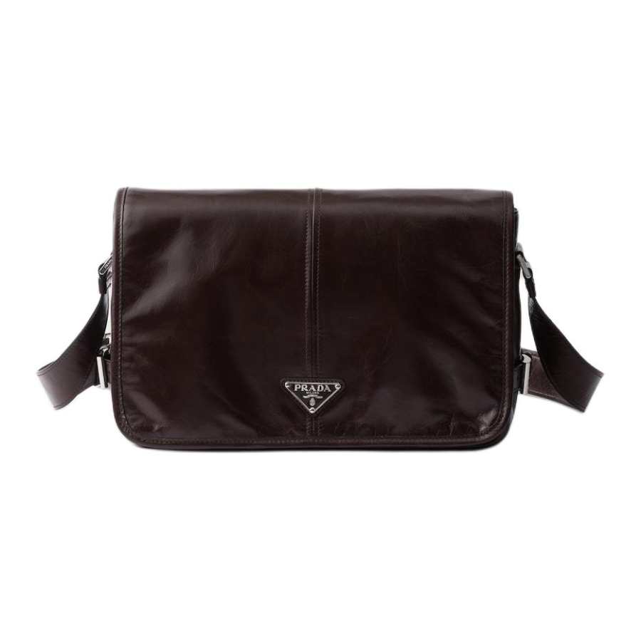 PRADA PRADA Calfskin Shoulder Bag Men's Moroccan