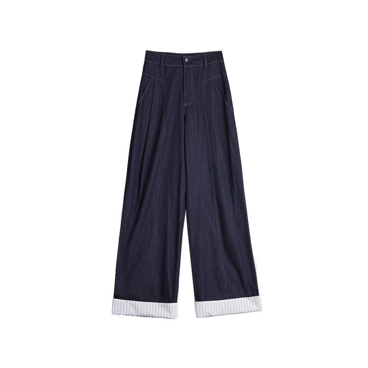 ELLE Jeans Women's Blue Moderate Straight Fit Pants