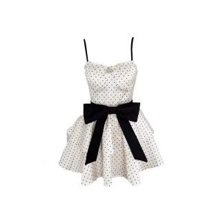 PAVLISOVA Slip Dress Women's White Polka Dot Dress With Pads